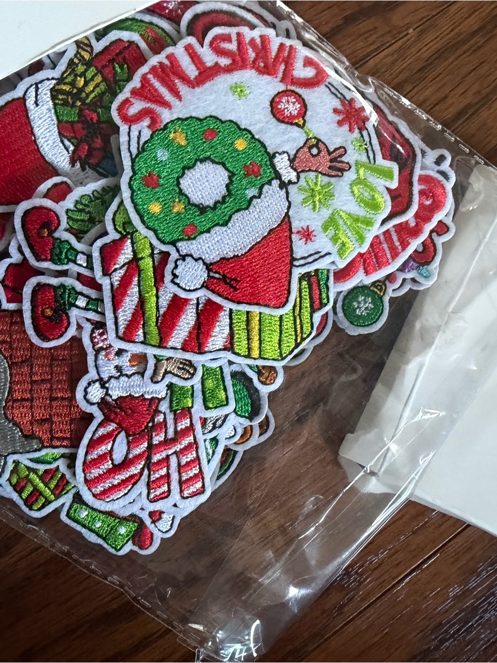Away Red, Green & White Christmas Embroidered Iron-On Patches